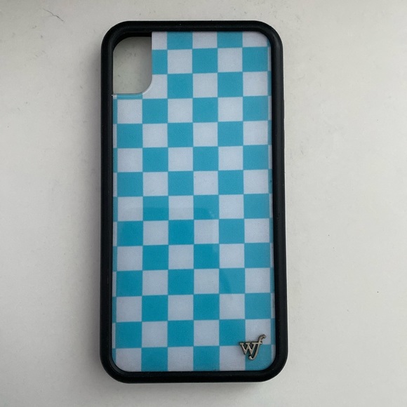 blue checkered wildflower iphone xr phone case - Picture 1 of 1